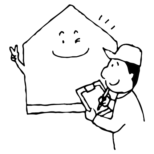定期点検を受けている家のイラスト