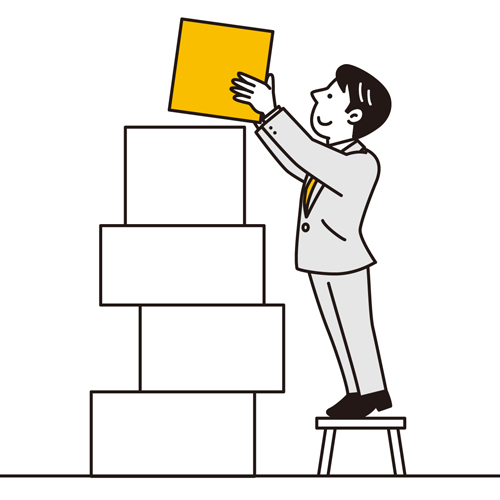 箱を積み上げる男性のイラスト