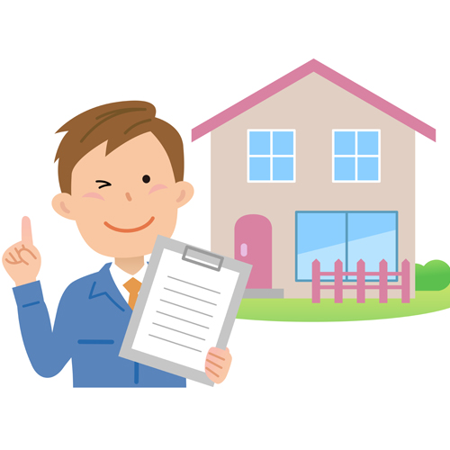家のチェックをする人のイラスト
