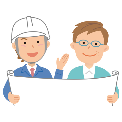 工事の打ち合わせをしている人のイラスト