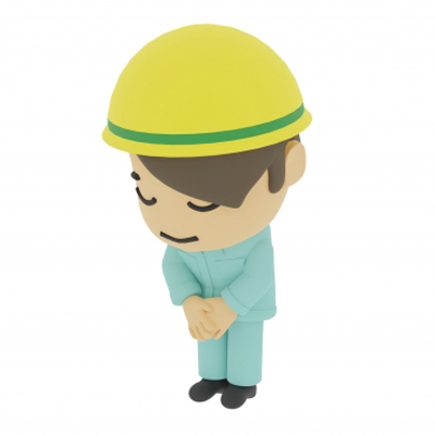 お辞儀をする現場作業員イラスト