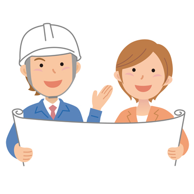 施工プランを練っているイラスト
