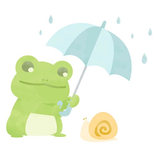 カエルが傘をさす梅雨のイメージイラスト