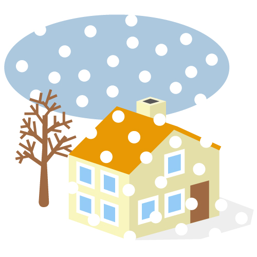 屋根に積雪しているイラスト